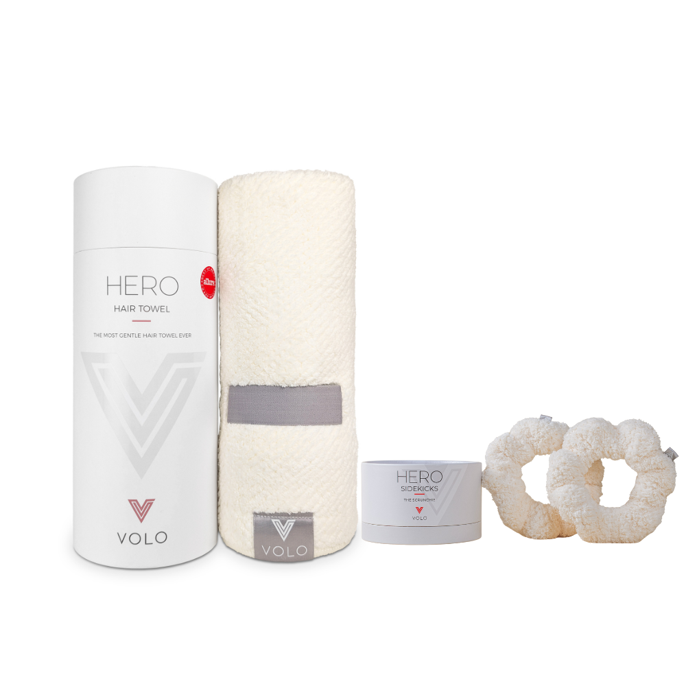 The Mane Squeeze Bundle Hero Hair Towel & Scrunchies – VOLO Beauty