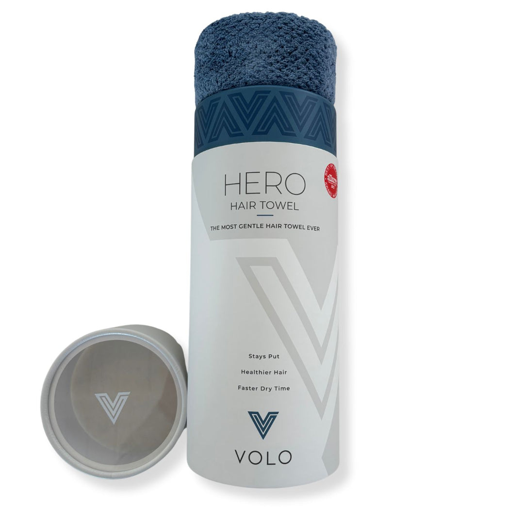 VOLO Hero Capri Blue Haarhandtuch – Ultrasaugfähiges Nanoweave, Reduziert Trockenzeit, Anti-Frizz, Mit Snug Strap